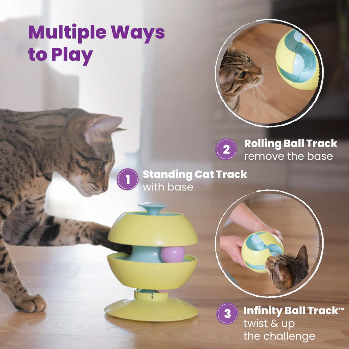 Catstages Tower of Tracks Cat Toy 3-Level Track Tower with 6 Balls Interactive - Bellhaven & Co.