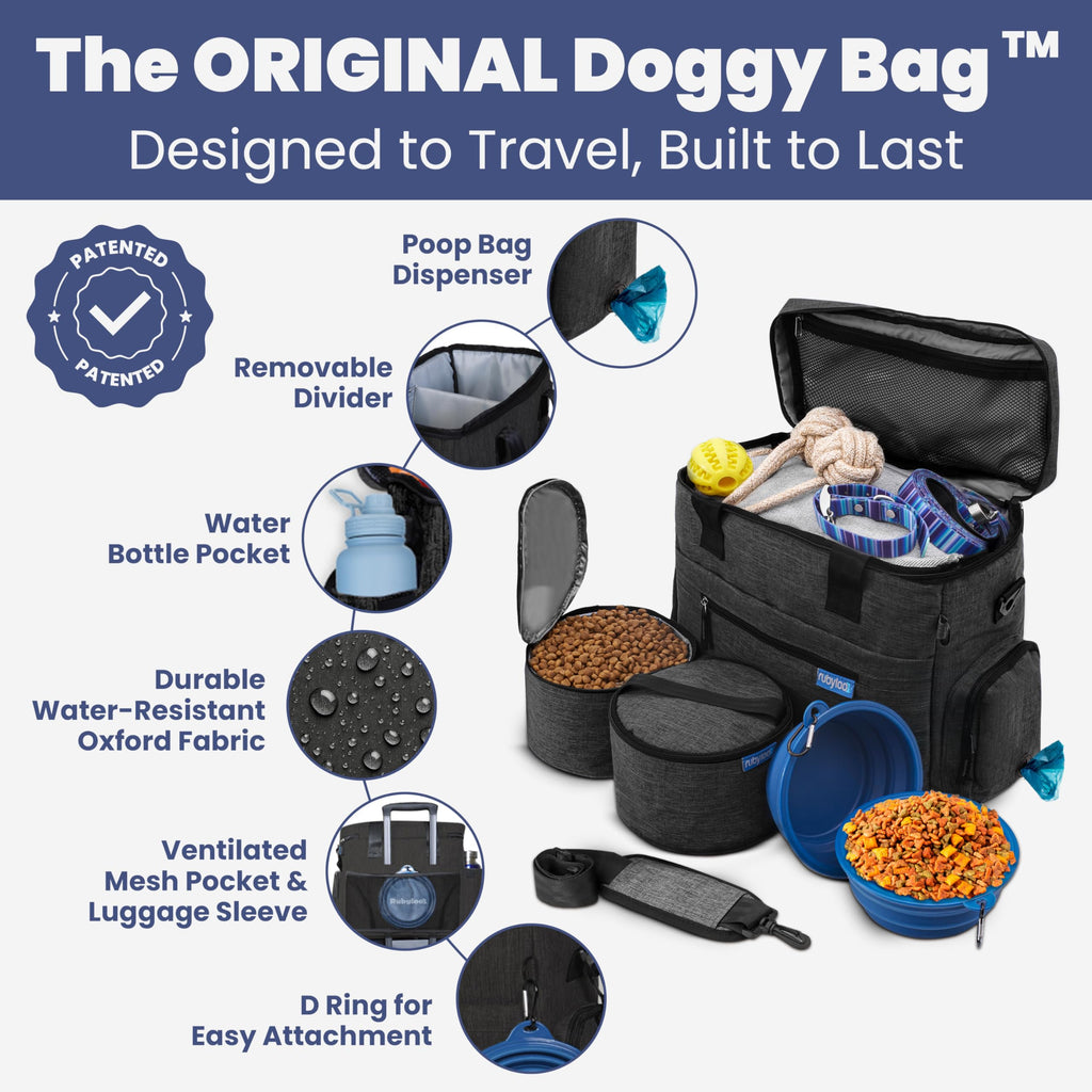 Rubyloo Original Doggy Bag™ Dog Travel Bag for Supplies with Bowls