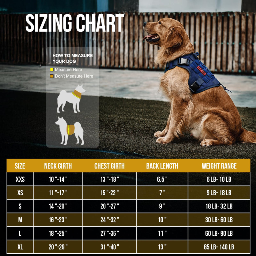 OneTigris Tactical Dog Harness Vest No-Pull Service Dog Vest  Multiple Colors XXS-XL