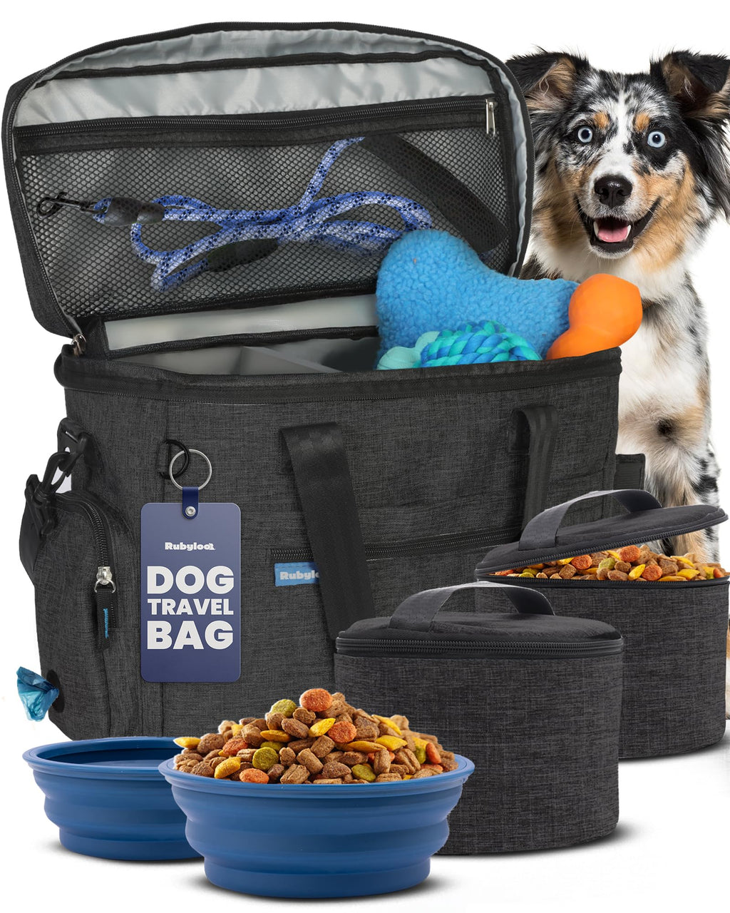 Rubyloo Original Doggy Bag™ Dog Travel Bag for Supplies with Bowls