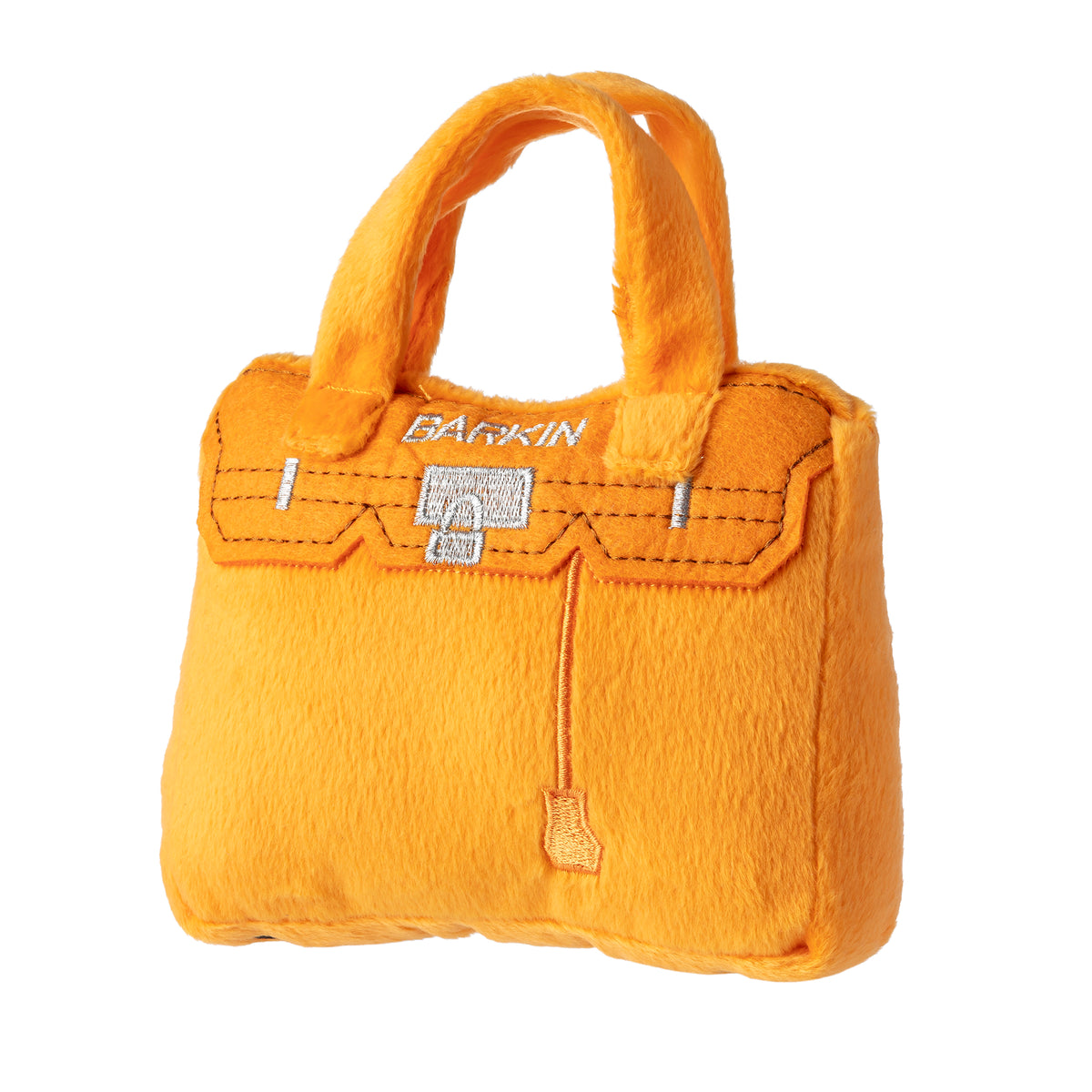 Barkin Bag - Orange | Squeaky Plush Dog Toy with Crinkle & Mesh Lining - Bellhaven & Co.