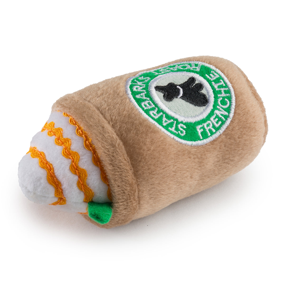 Starbarks Frenchie Roast Plush Toy with Straw - Bellhaven & Co.