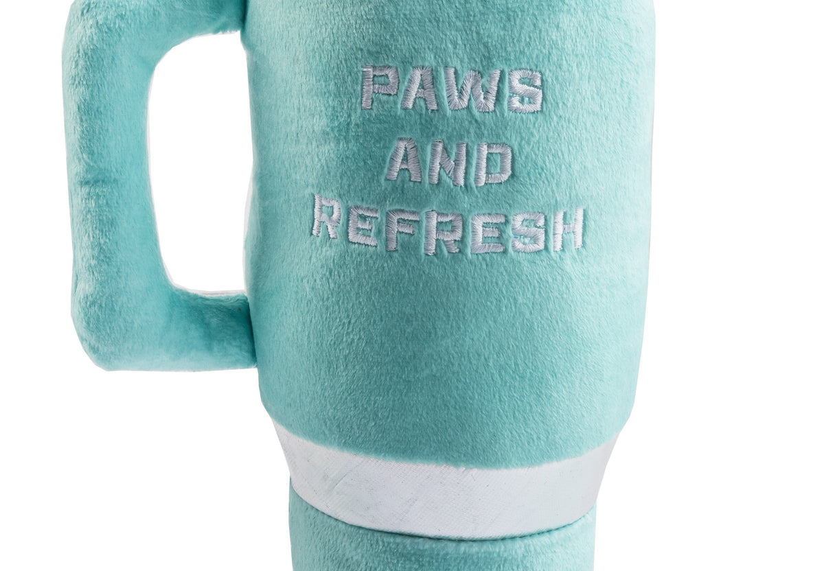 Snuggly Cup - Teal | Squeaky Plush Dog Toy with Crinkle & Mesh Lining - Bellhaven & Co.