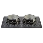 Black Checker Chewy Vuiton Bowls & Placemat Bundle - Bellhaven & Co.