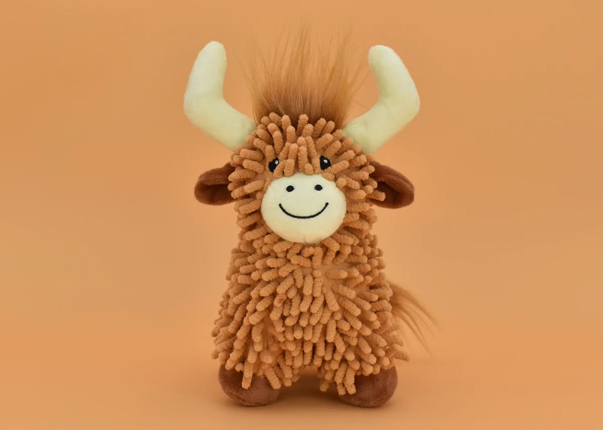 Floppy Highland Cow Squeaker Dog Toy 10" - Bellhaven & Co.
