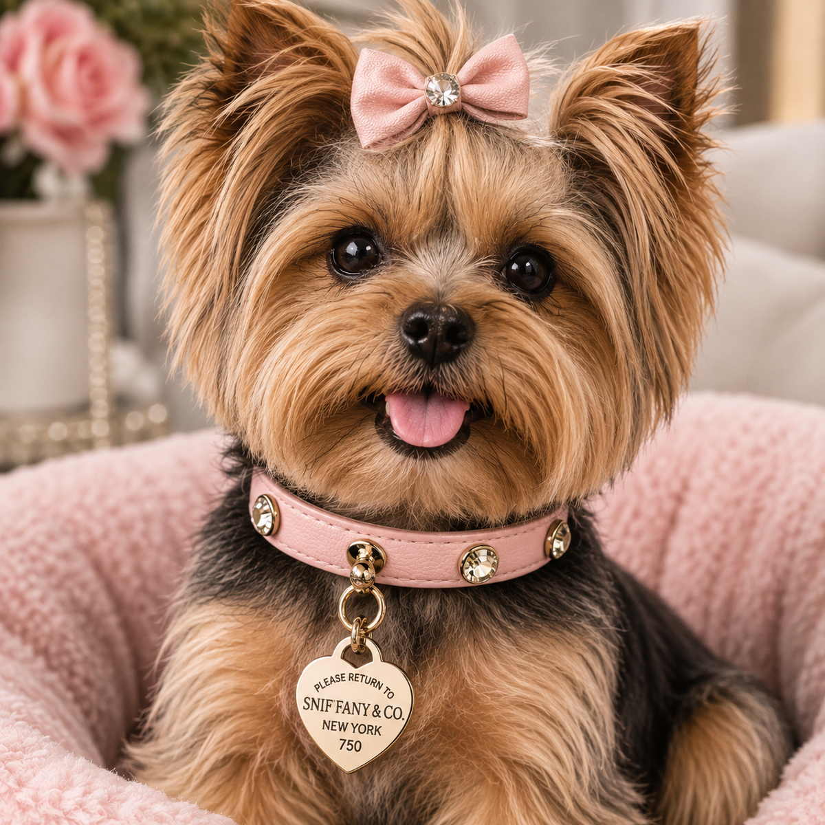 Pretty in Pink Sniffany Pet Collar with Return to Sniffany Charm in 10"-20" - Bellhaven & Co.